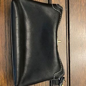 Coach black leather wristlet